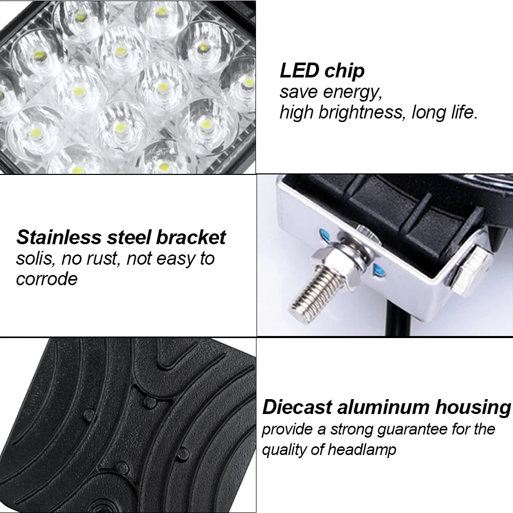 Focos LED 42W/48W para Coche, Moto, ATV Offroad