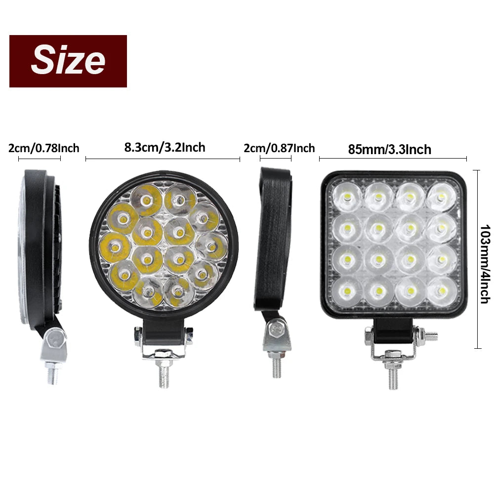 Focos LED 42W/48W para Coche, Moto, ATV Offroad