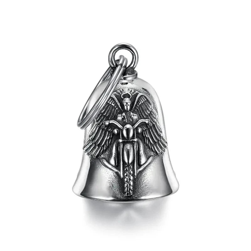 Amuleto Motero – Campana de protección con Alas de Ángel