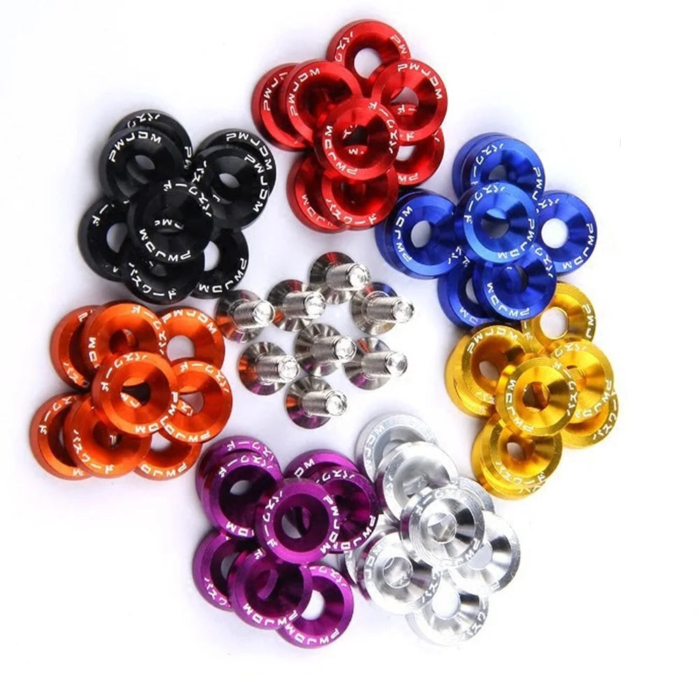 Kit 10 Pernos JDM Universales M6 con Arandelas – Aluminio Anodizado