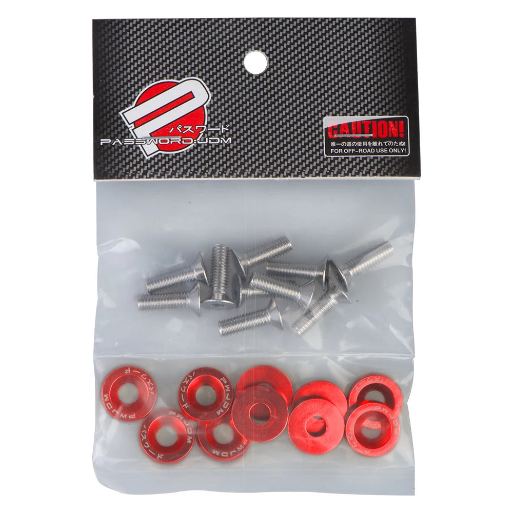 Kit 10 Pernos JDM Universales M6 con Arandelas – Aluminio Anodizado