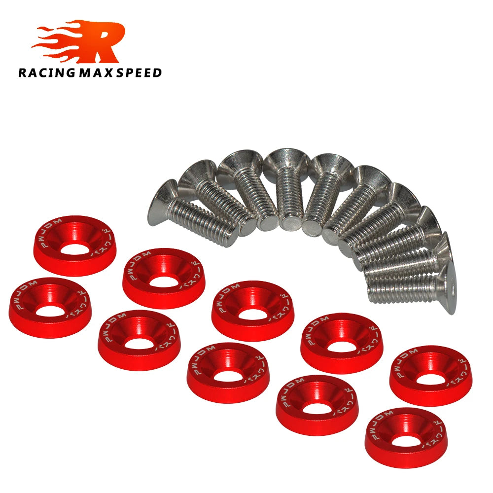 Kit 10 Pernos JDM Universales M6 con Arandelas – Aluminio Anodizado