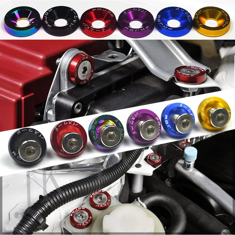 Kit 10 Pernos JDM Universales M6 con Arandelas – Aluminio Anodizado