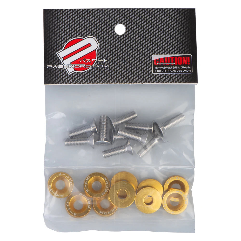 Kit 10 Pernos JDM Universales M6 con Arandelas – Aluminio Anodizado