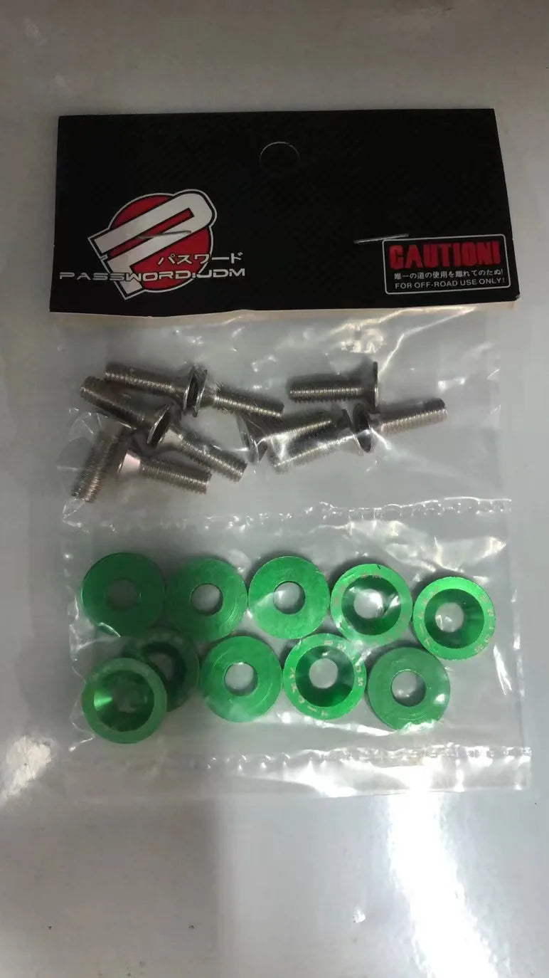 Kit 10 Pernos JDM Universales M6 con Arandelas – Aluminio Anodizado