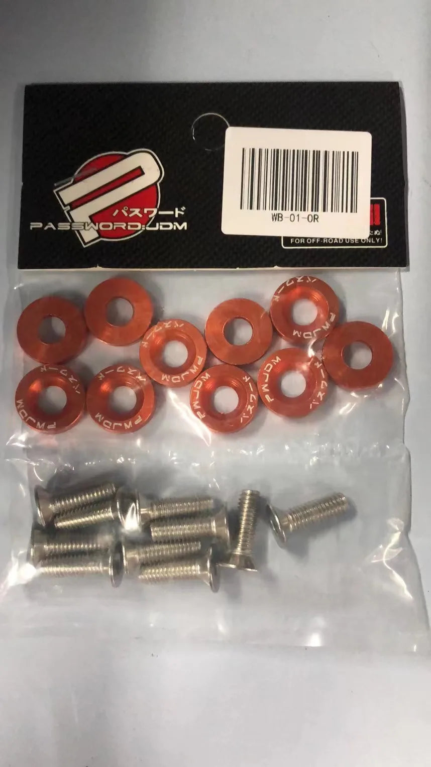 Kit 10 Pernos JDM Universales M6 con Arandelas – Aluminio Anodizado
