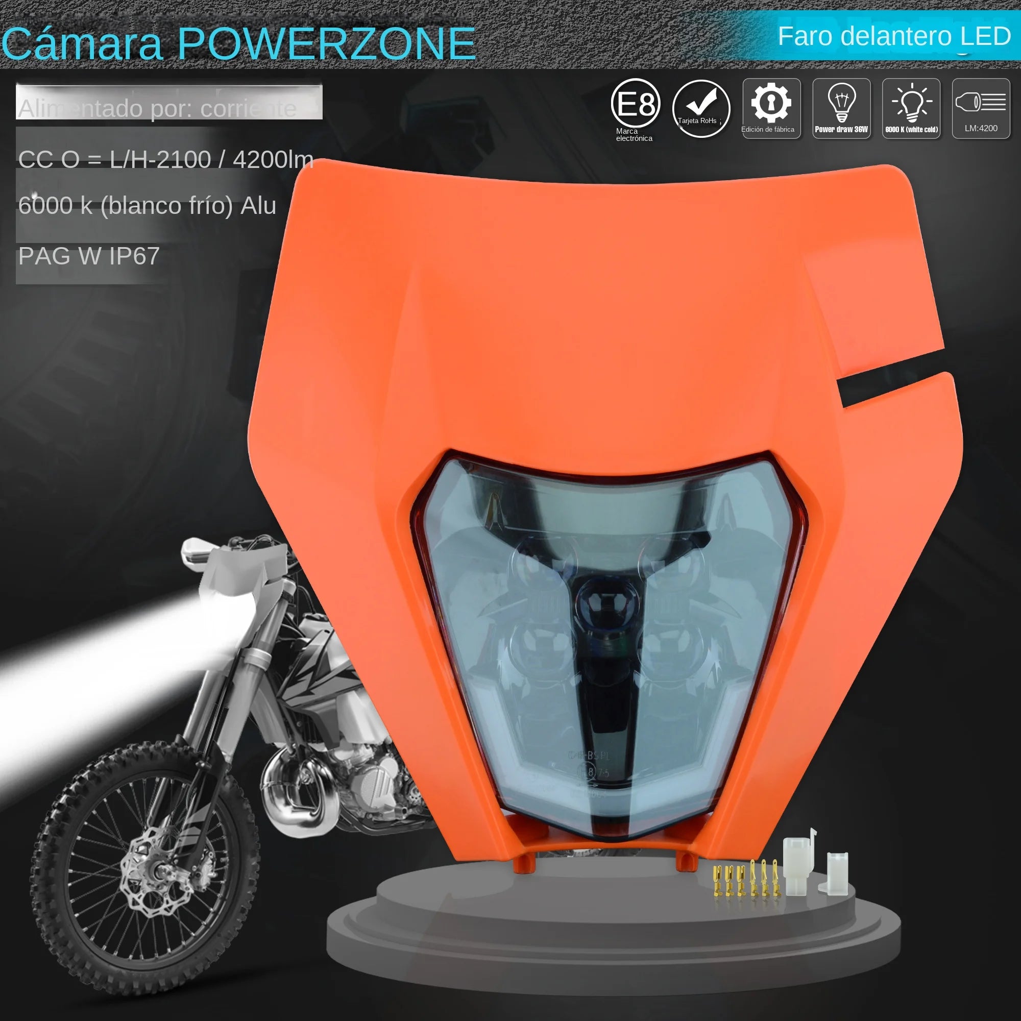 Faro LED Estilo KTM para Moto
